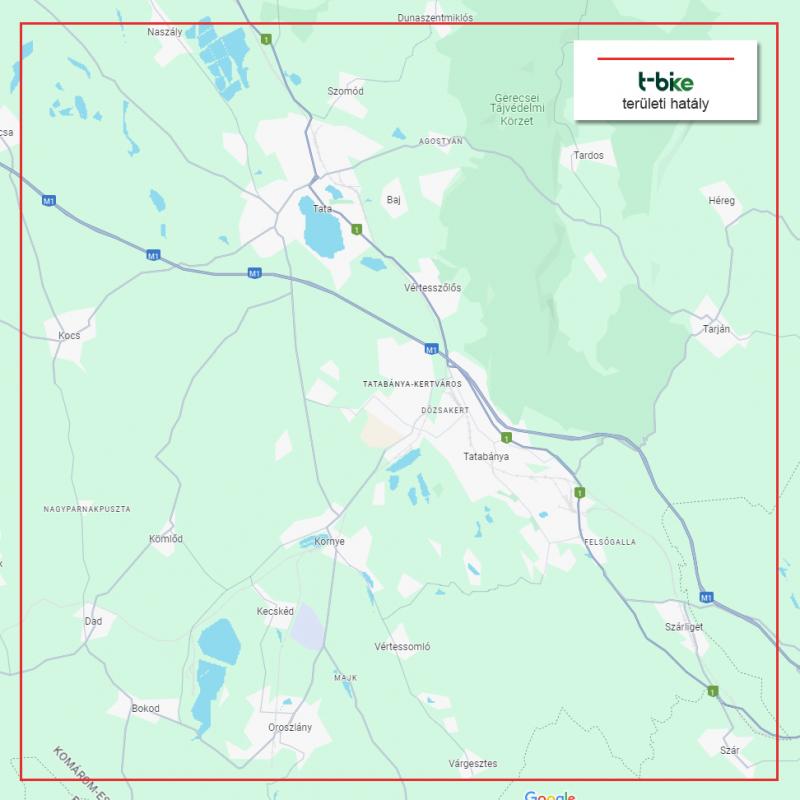T-Bike területi hatály térkép